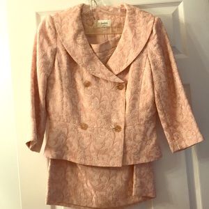 Neiman Marcus Pink Brocade Skirt Suit